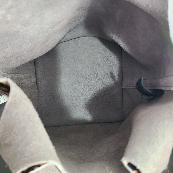 Ann Mashburn Bucket Bag Leather Leopard Print Pony Hair Purse Italy - Picture 3 of 7